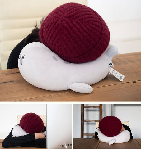 Fluffy "Banana Pose" Spotted Seal Plush Pillow™