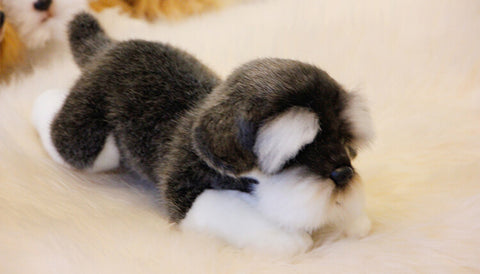 Lifelike Miniature Schnauzer Stuffed Animal Plush Toy