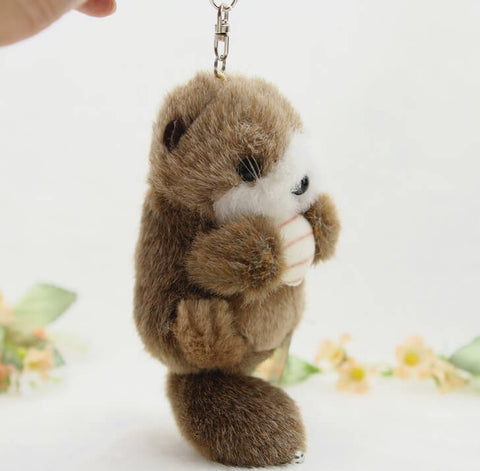Sea Otter Cub Plush Bag Charm Stuffed Animal Keychain, Dark Brwon(12cm/4.7inch)