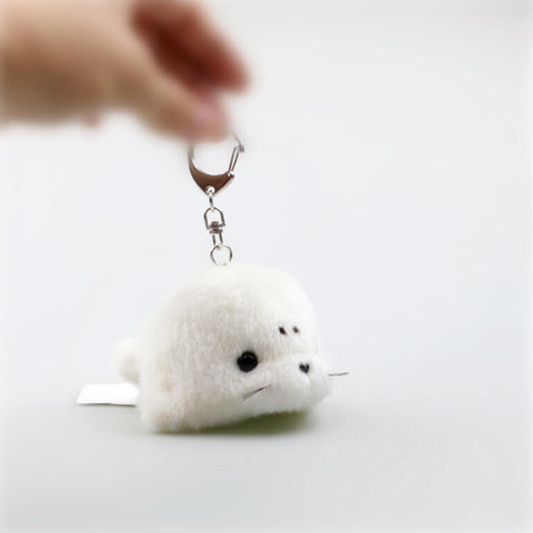 Baby Harp Seal Plush Bag Charm Stuffed Keychain