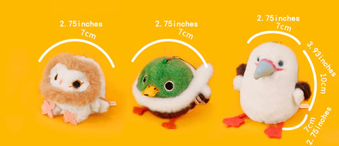 Mini Barn Owl, Mallard, Red-Footed Booby Stuffed Plush Keychain, Bag Charm