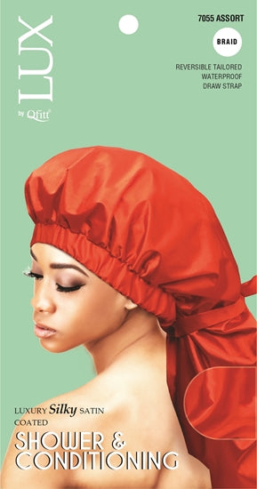 Lux by Qfitt Luxury Silky Satin Coated Shower & Conditioning Cap - Braid #7055 Assort