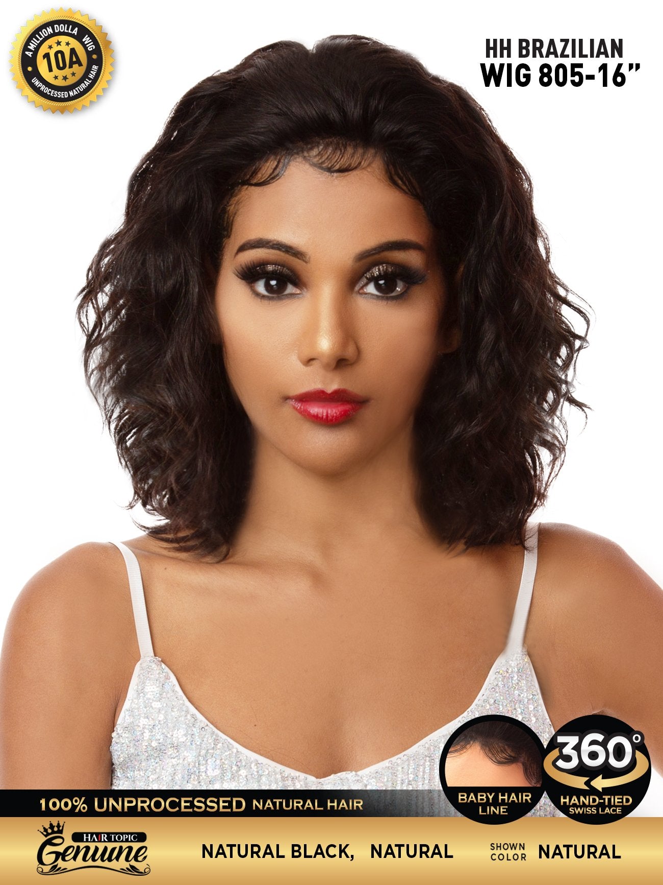Hair Topic Genuine 10A HH Brazilian Lace 360 Wig 805-16