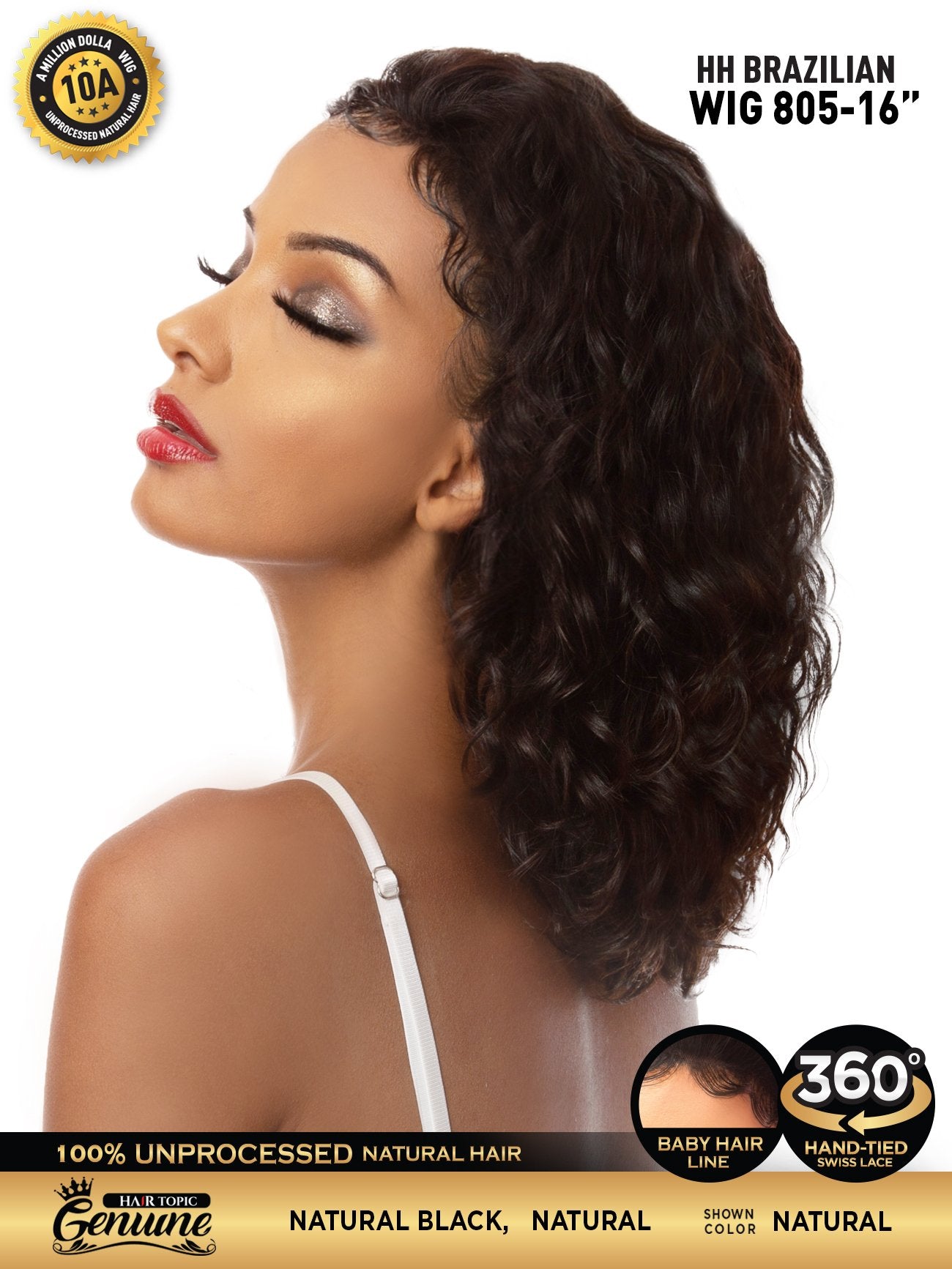 Hair Topic Genuine 10A HH Brazilian Lace 360 Wig 805-16