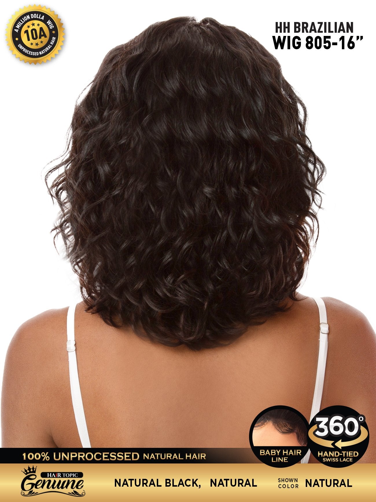 Hair Topic Genuine 10A HH Brazilian Lace 360 Wig 805-16