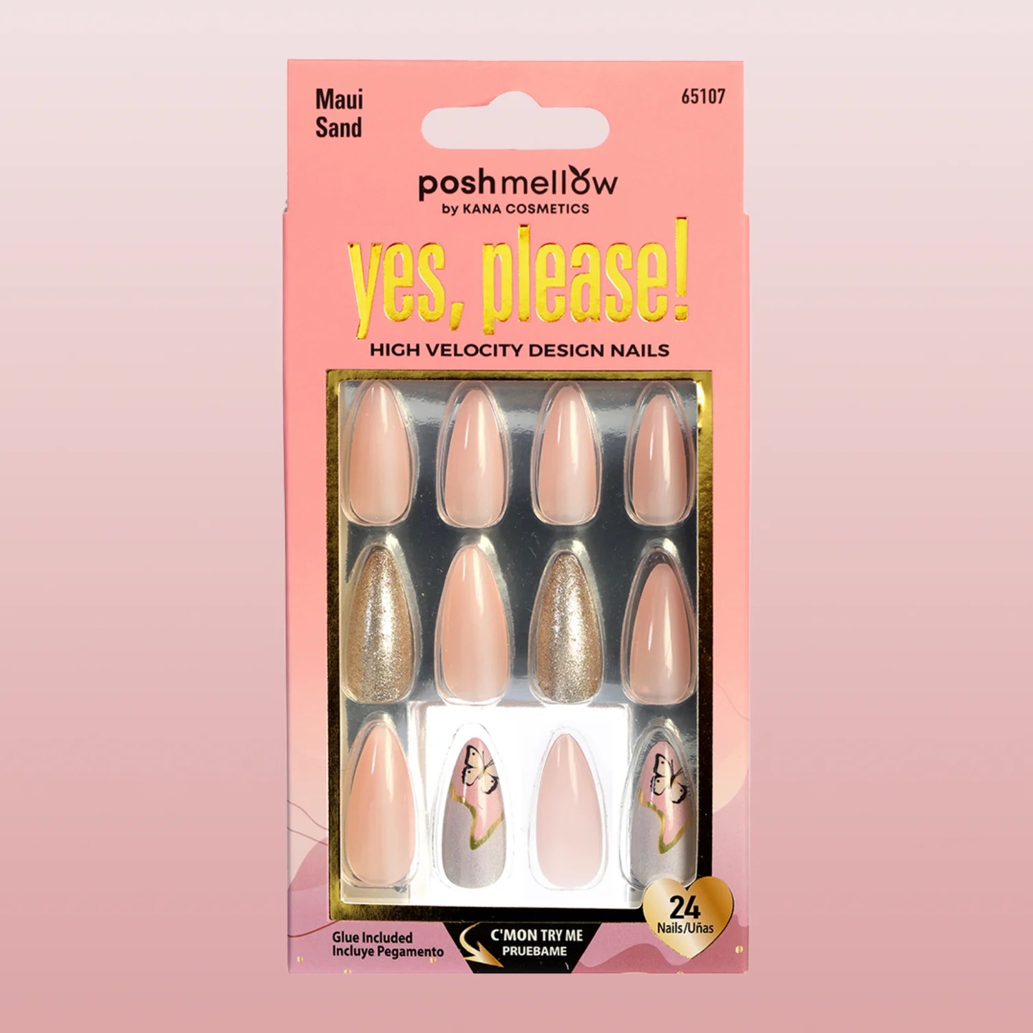 Poshmellow by Kana Cosmetics Yes, Please! 24 Nails #65107 Maui Sand