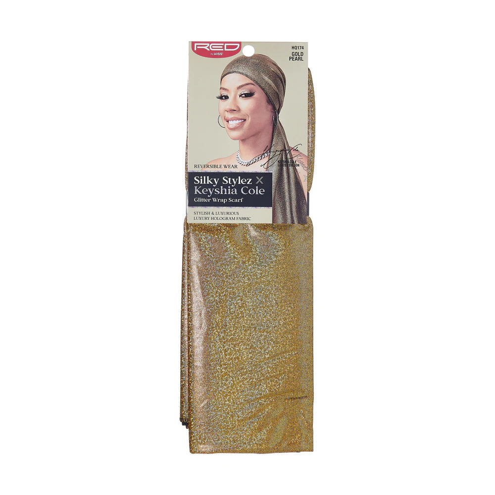 Red By Kiss Silky Stylez X Keyshia Cole Glitter Wrap Scarf - Gold Pearl #HQ174
