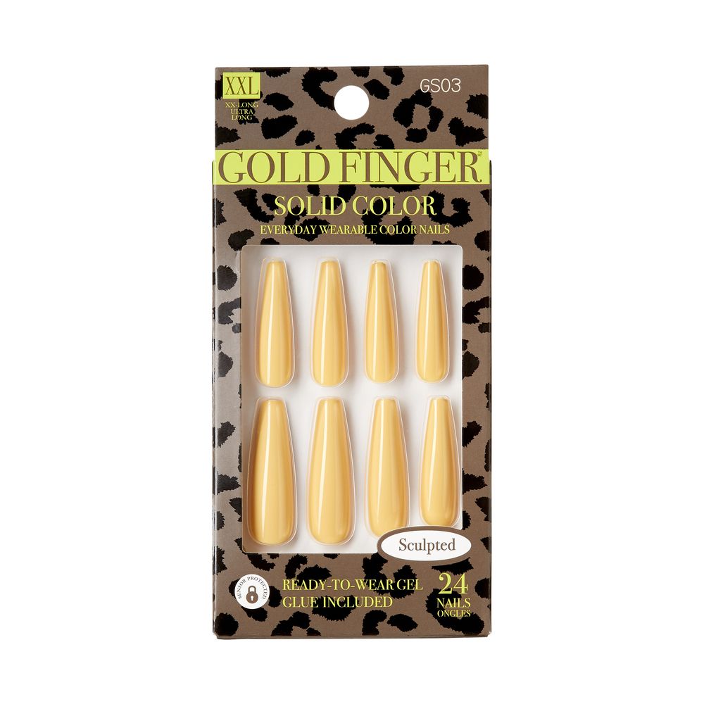 KISS Gold Finger Solid Color Sculpted 24 Nails #GS03