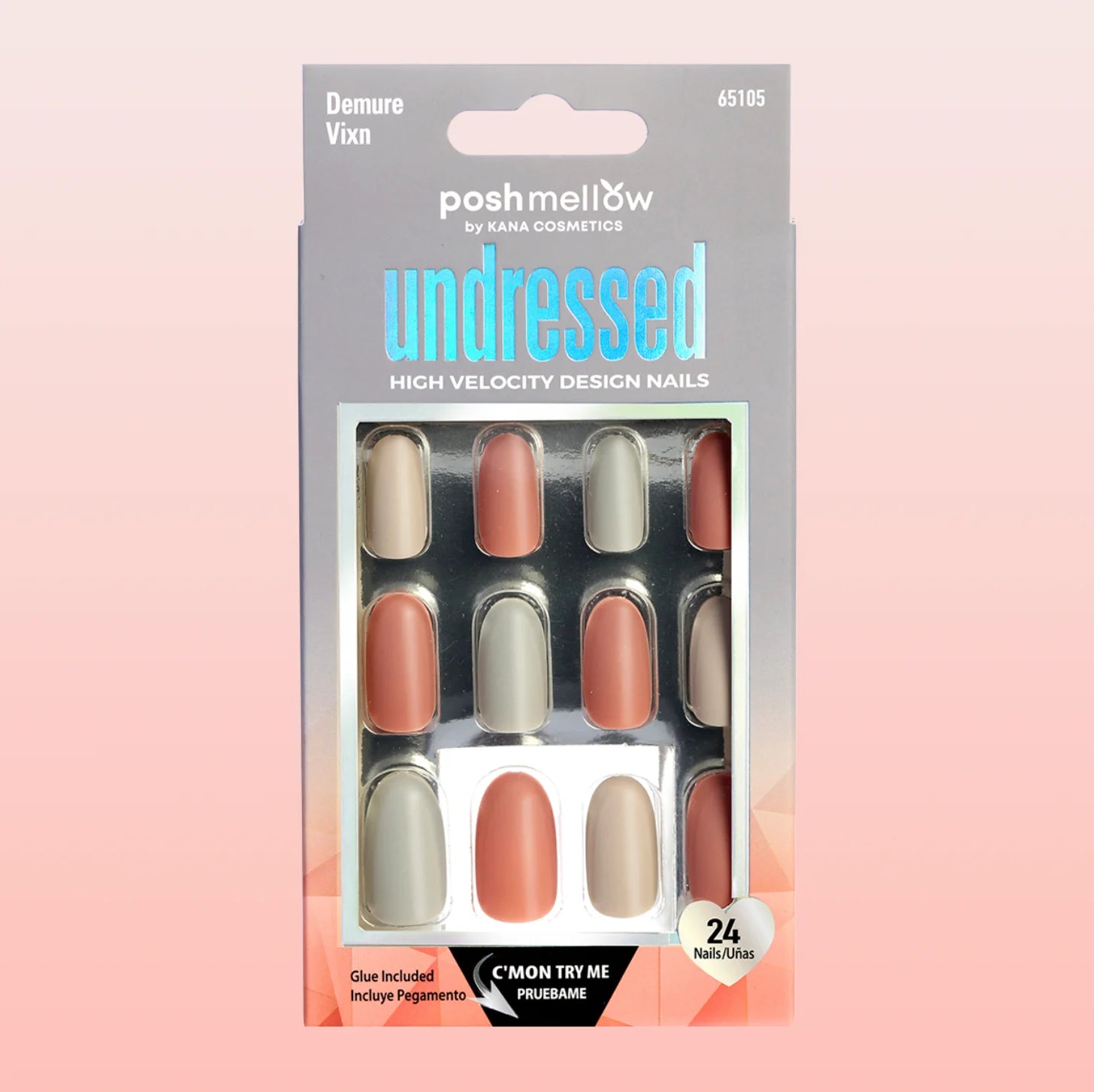 Poshmellow by Kana Cosmetics Undressed 24 Nails #65105 Demure Vixn