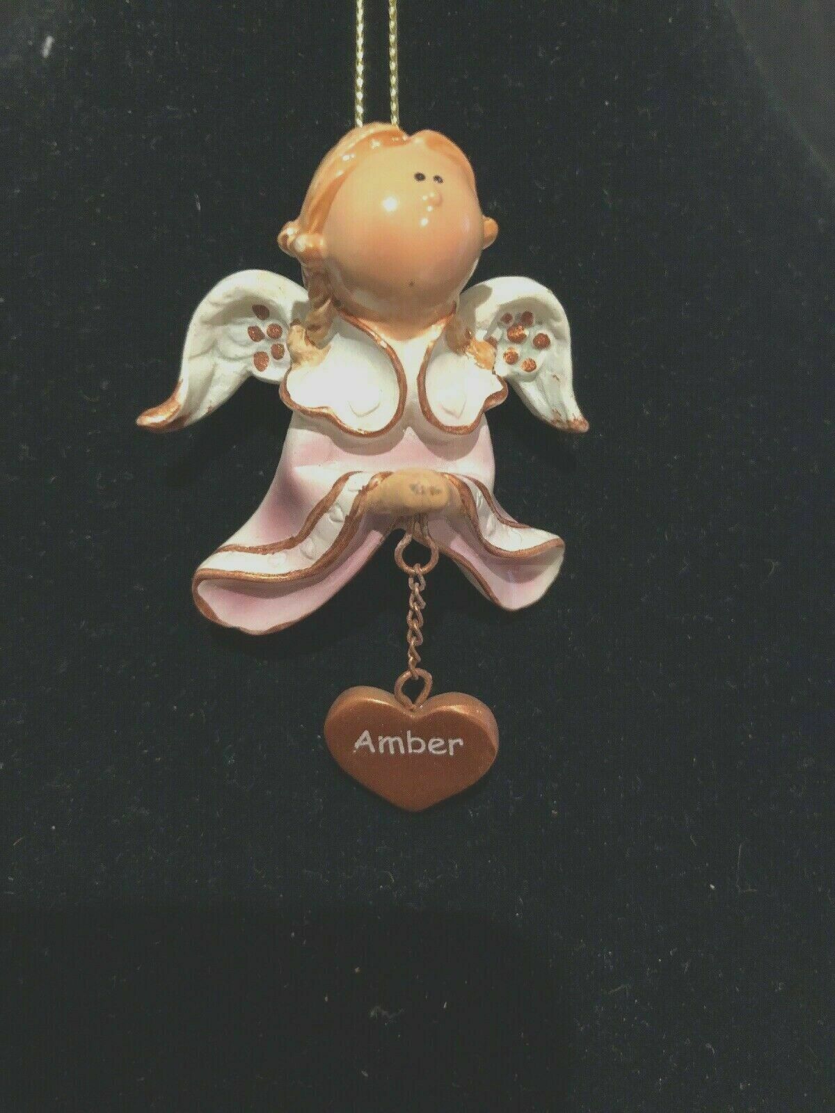 Pink Amber Prayer Angel Orn by the Encore Group made by Russ Berrie NEW