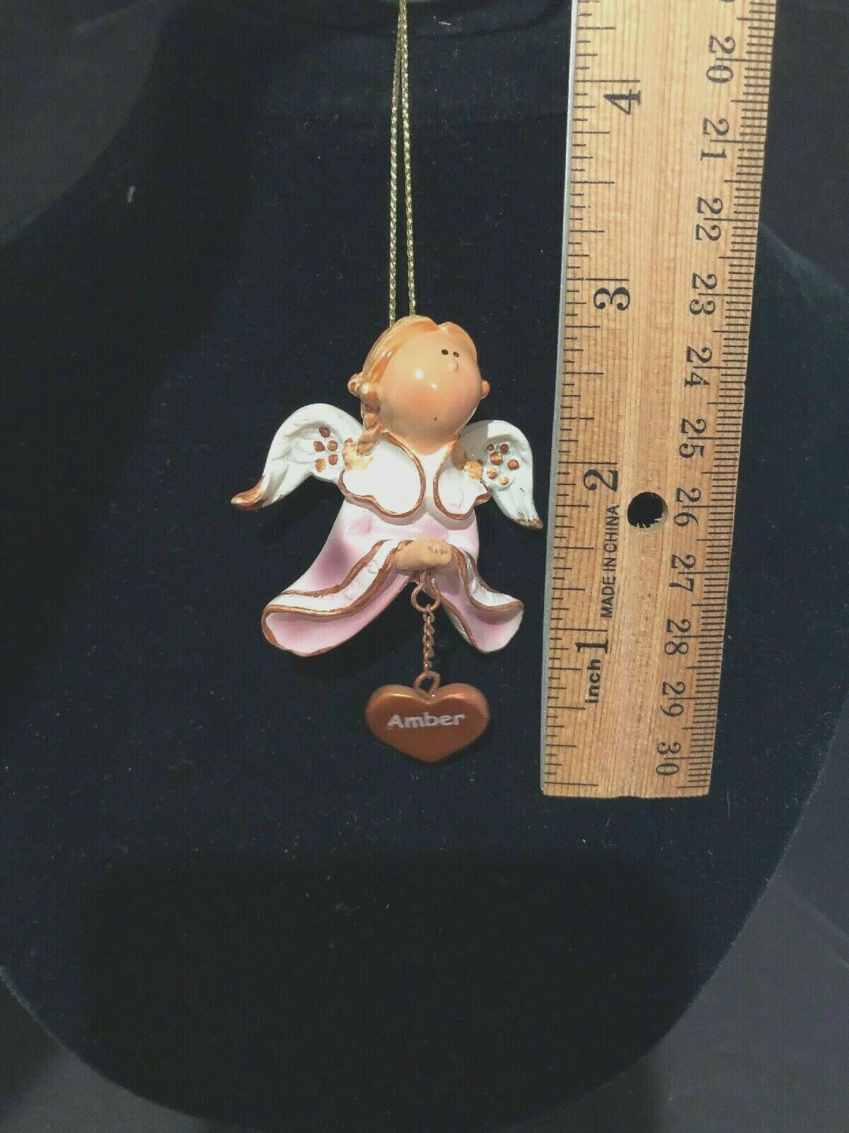 Pink Amber Prayer Angel Orn by the Encore Group made by Russ Berrie NEW