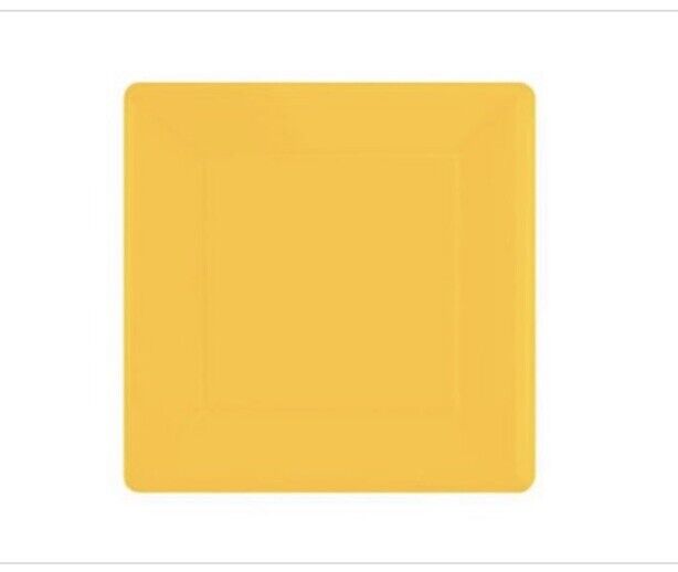 Bright Yellow 10 Square Paper Plates 20 Ct. - Party Supplies