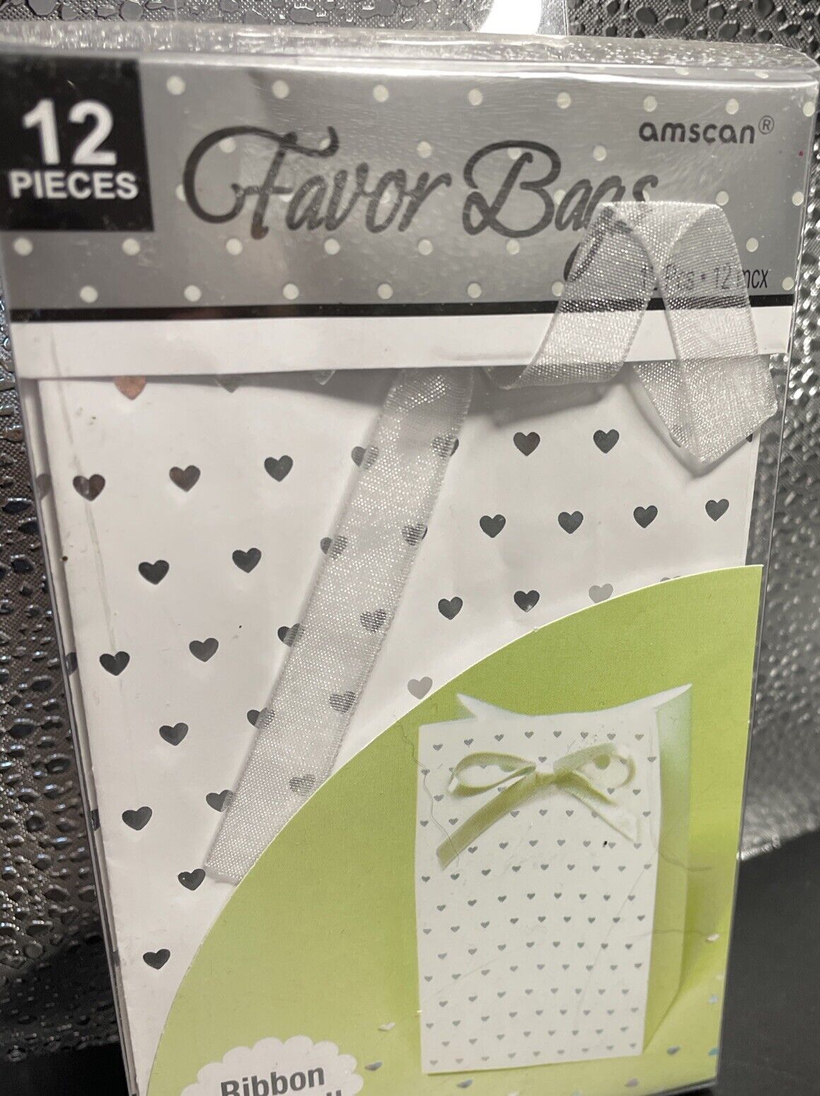 Silver Heart  Favor Bags 12 Ct