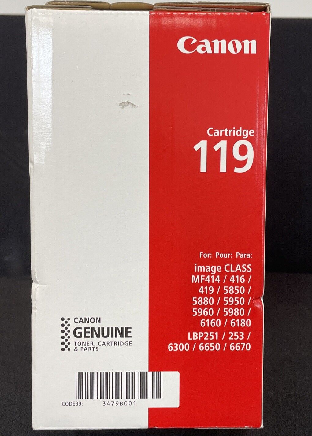 Canon Cartridge 119 Black Toner New Factory Sealed