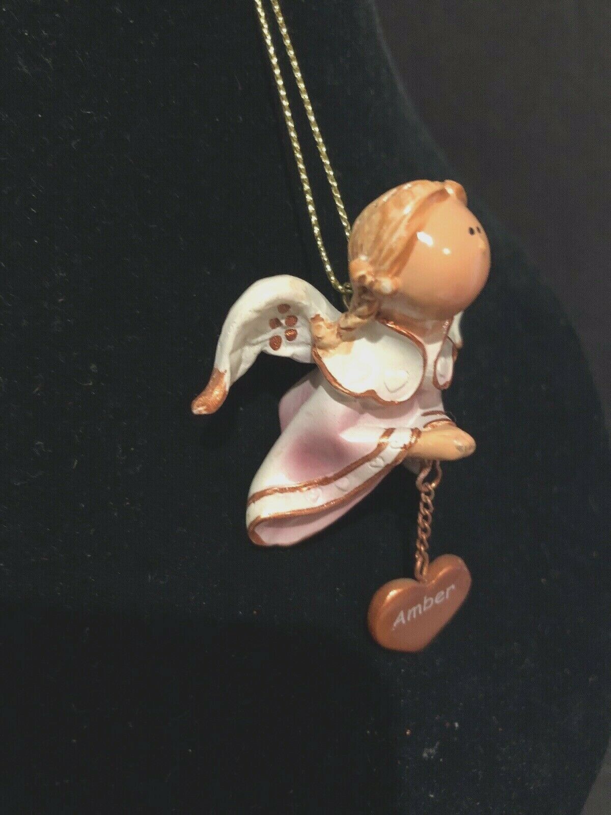 Pink Amber Prayer Angel Orn by the Encore Group made by Russ Berrie NEW