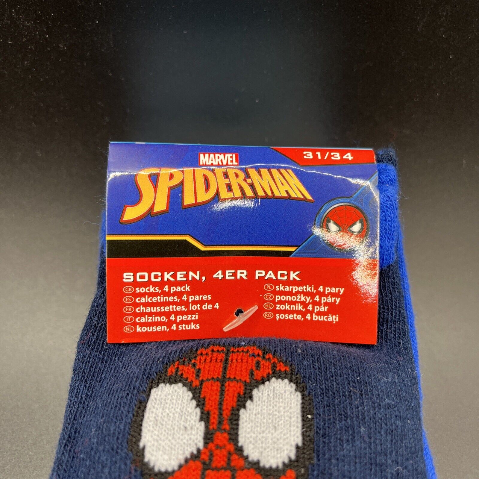 Youth Marvel 4 Pack of Socks Size 31/34  Fits Shoe 2.5-6