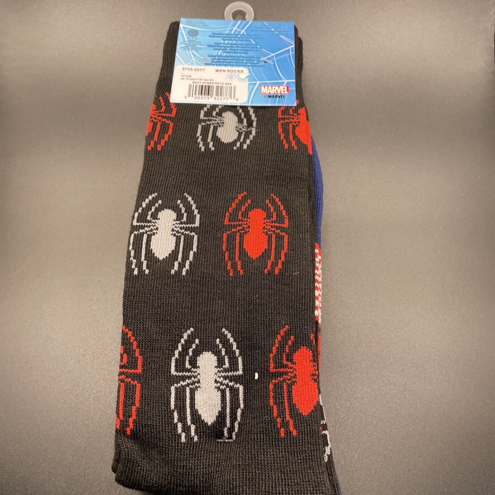 Mens Marvel Spiderman 2 Pack Novelty Crew Socks Sz 6-12