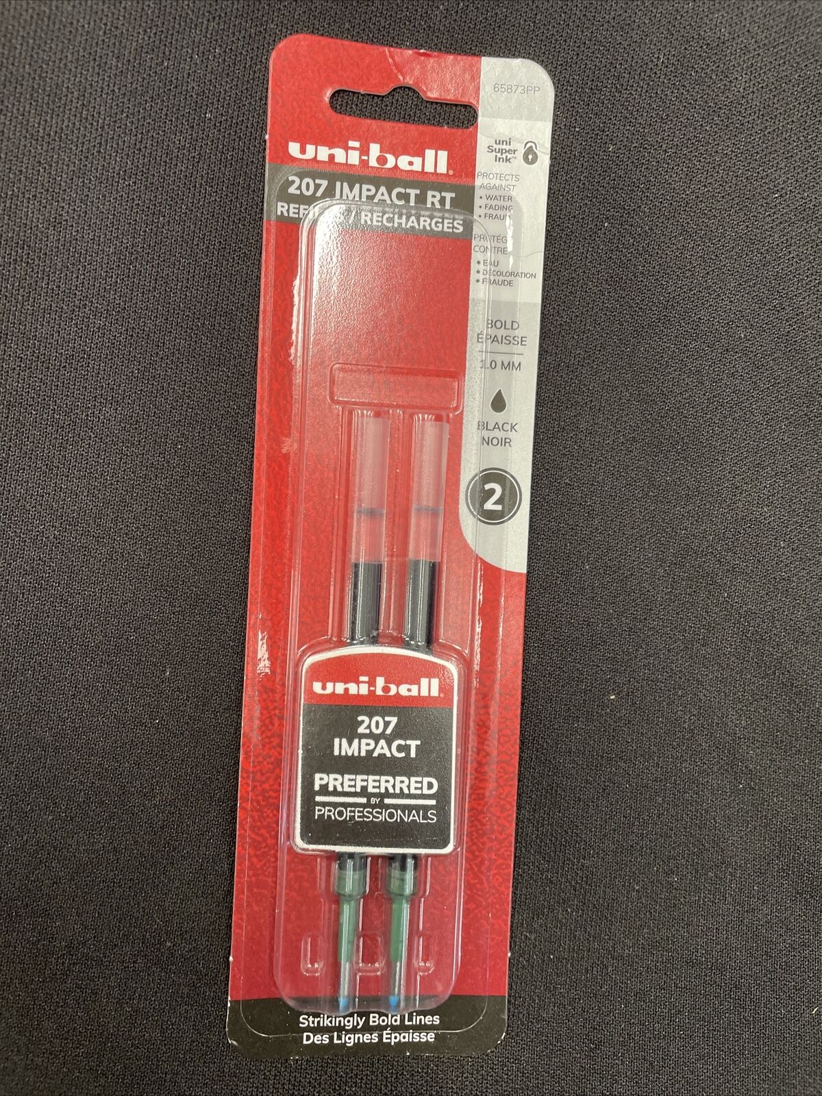 Refill for Gel 207 IMPACT RT Roller Ball Pens, Bold Point, Black Ink, 2/Pack