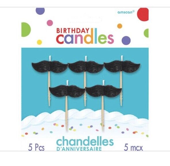 Molded Mustaches Pick Birthday Candles Party Supply