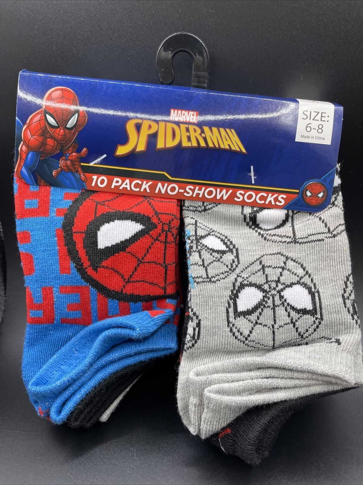 Marvel Spiderman Kids 10 Pack No Show Socks Size 6-8