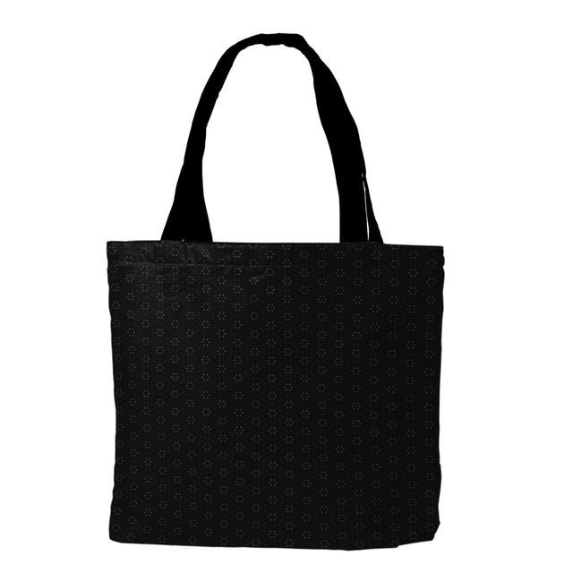 Patterned Black Canvas Tote Bag