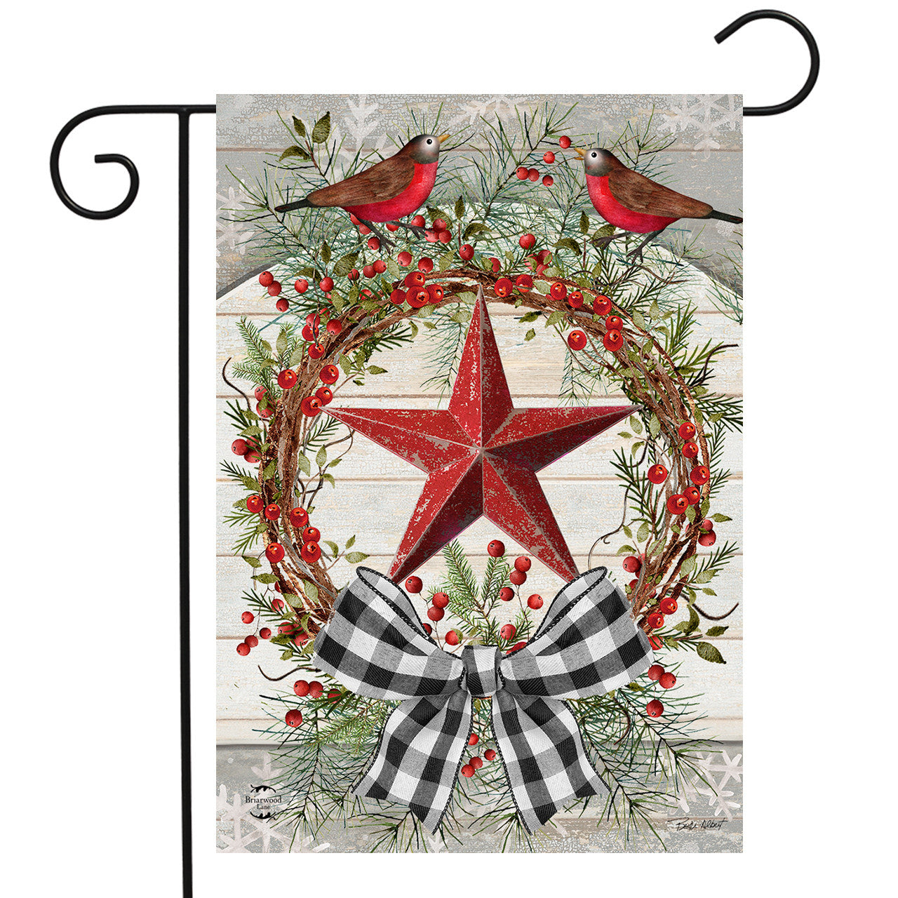 Berry Wreath Barnstar Garden Flag