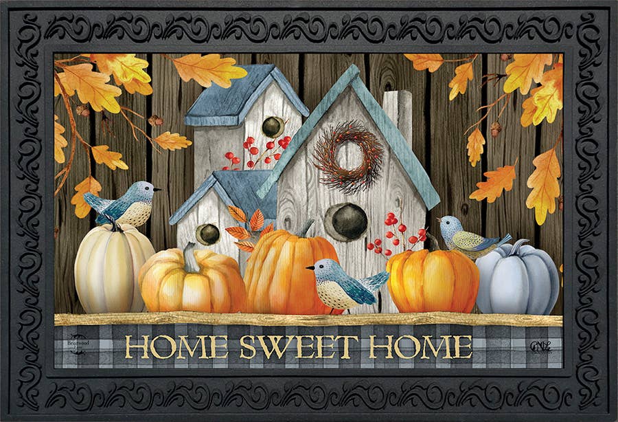 Rustic Fall Birdhouse Doormat