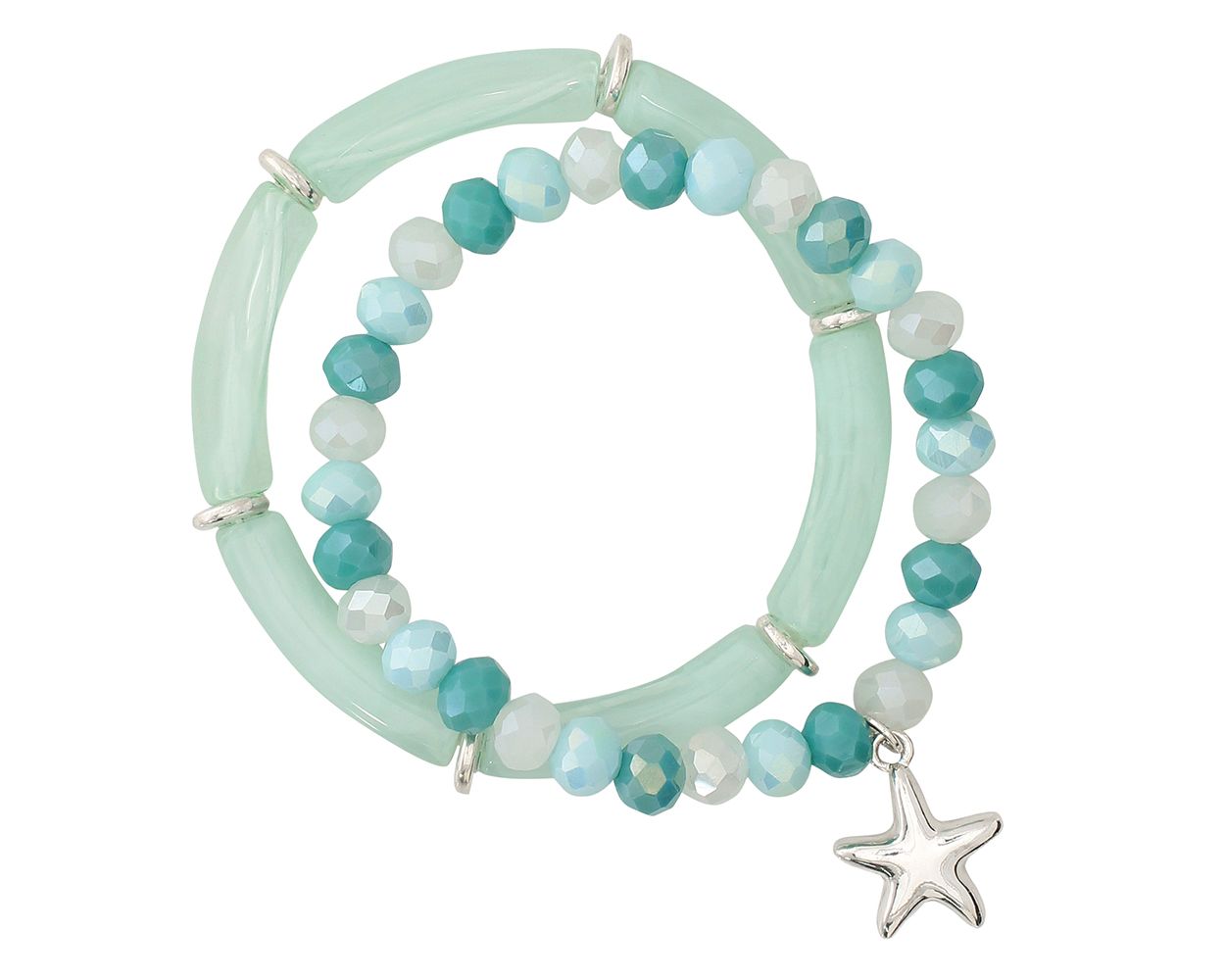 Mint Swirl Beads Starfish Bracelet