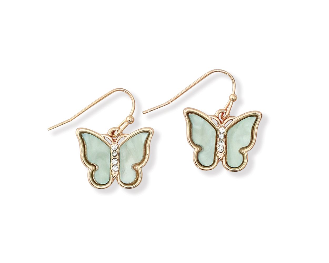 Mint Butterflies with Crystals Earrings