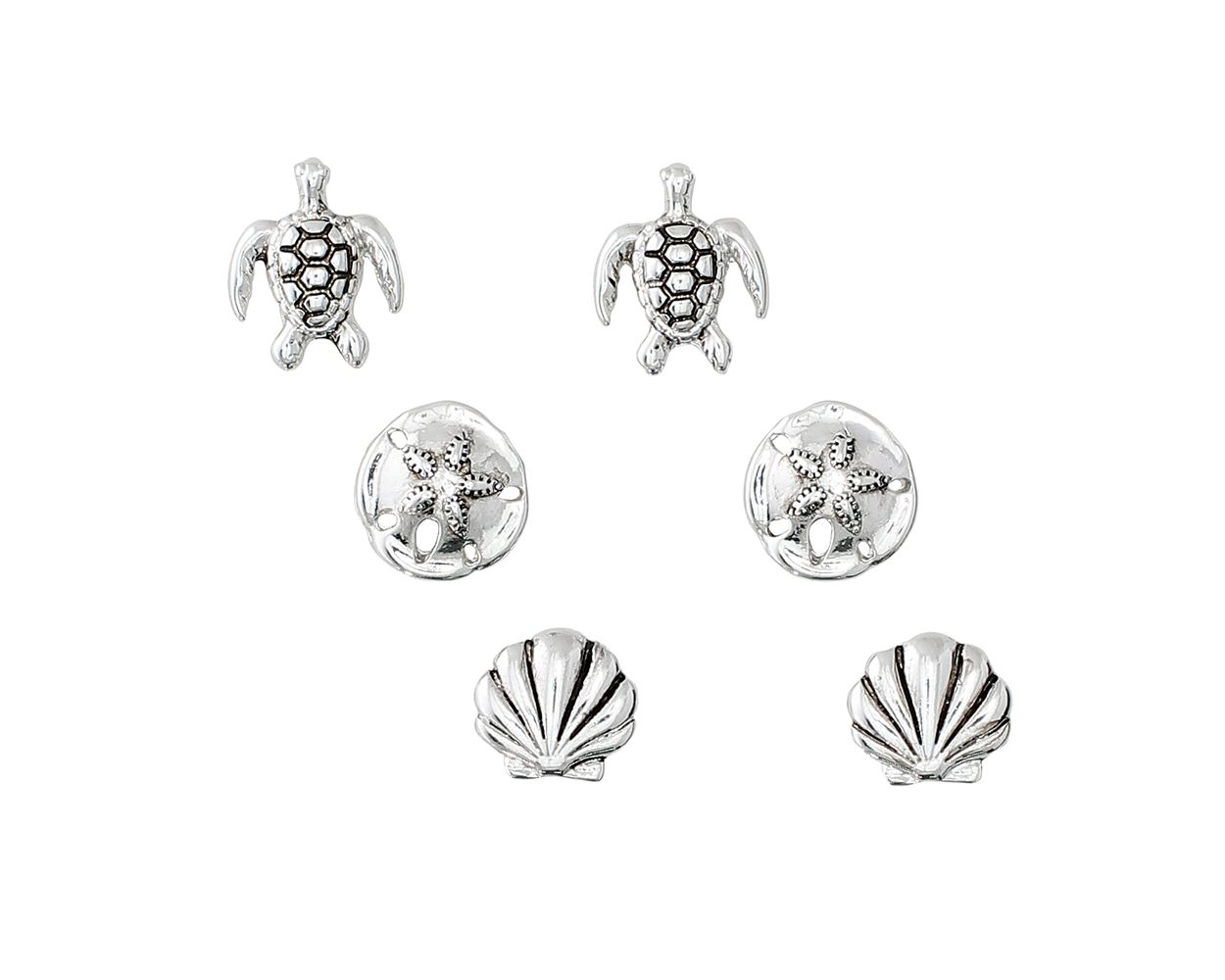 Silver Sea Life Trio Earrings