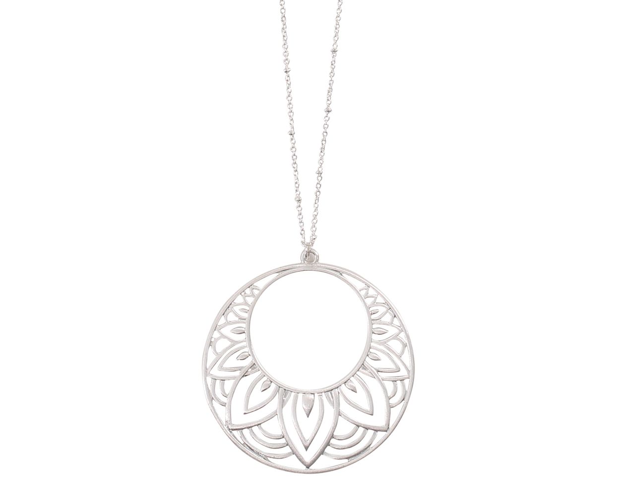Silver Detailed Disc Necklace