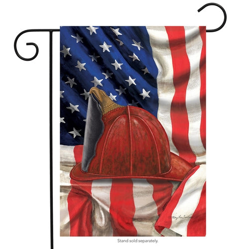 Fireman Helmet Garden Flag