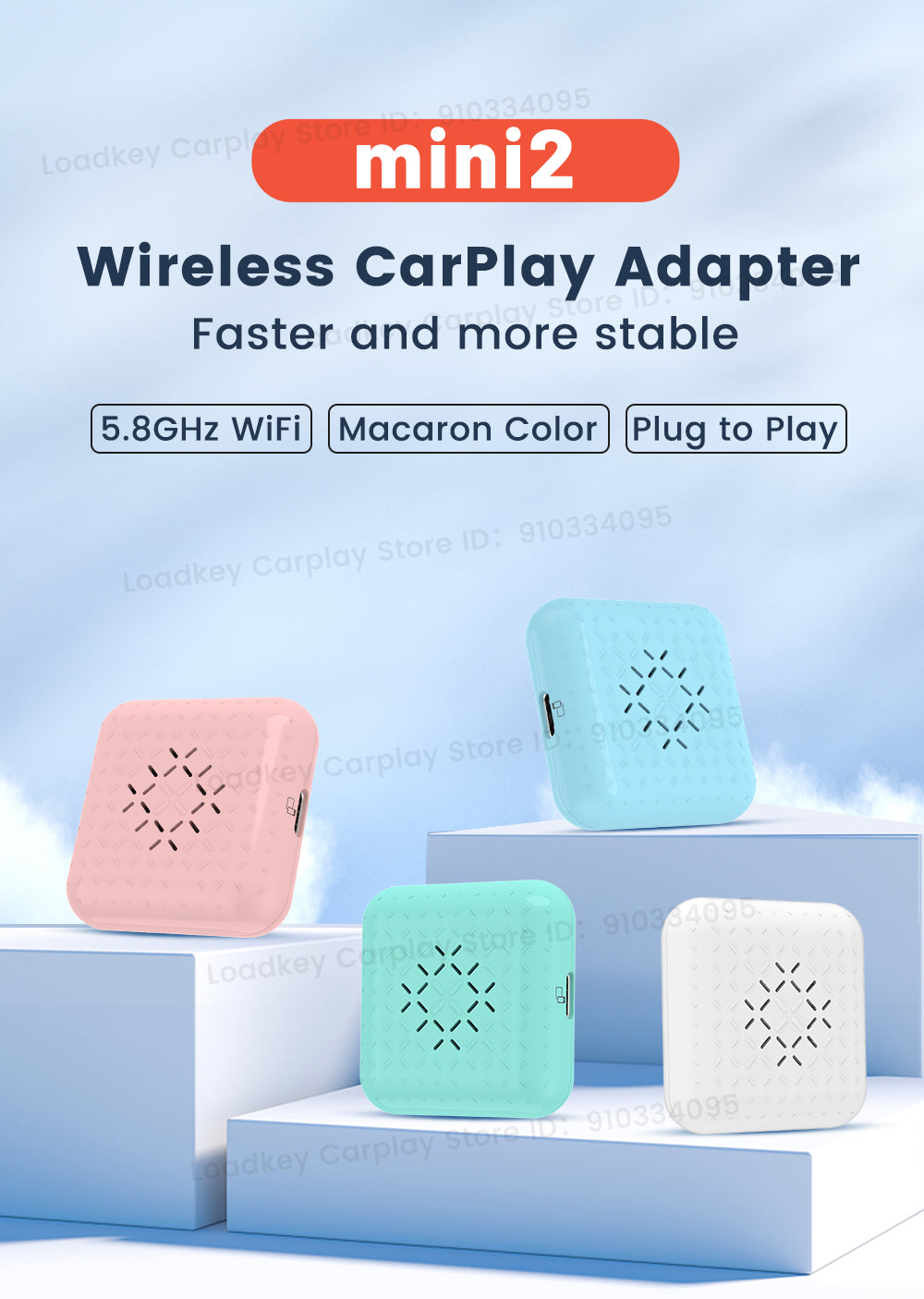 Carlinkit CarPlay Wireless Box Mini2 Ai Box 5.0G Bluetooth WiFi Connessione  automatica Plug and Play Adattatore Wireless CarPlay Waze