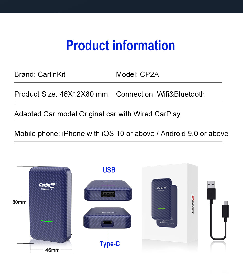 CP2A Wireless Box) CarlinKit 5&4.0 Wireless Android Auto CarPlay