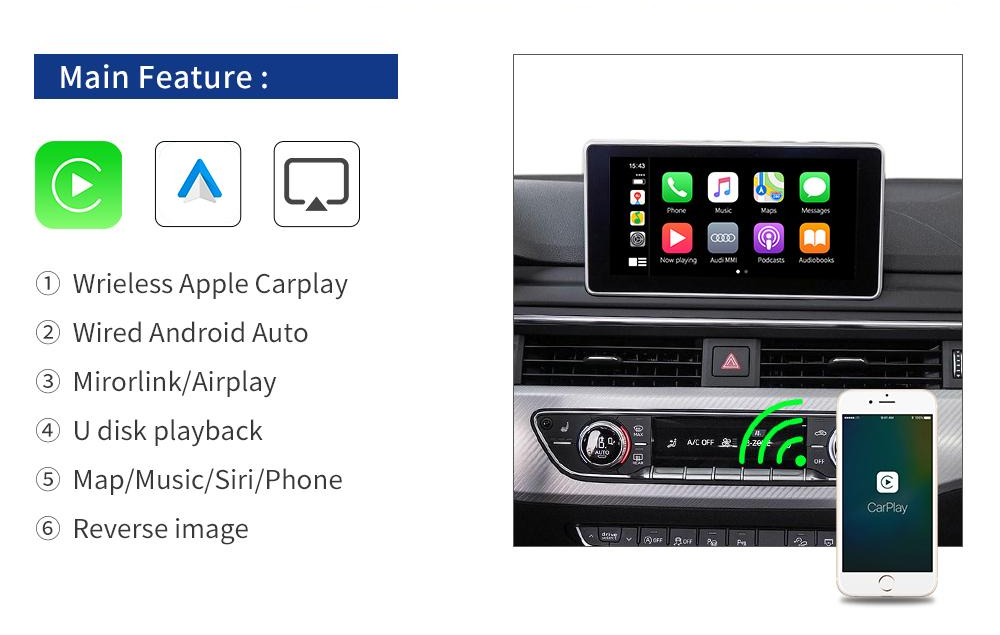 PANGOLIN CarPlay sans fil pour BMW Série 1/2/3/4/5/7, X1 X3 X4 X5 X6, avec  système NBT ; avec interface Android Auto Retrofit, fonction iOS AirPlay