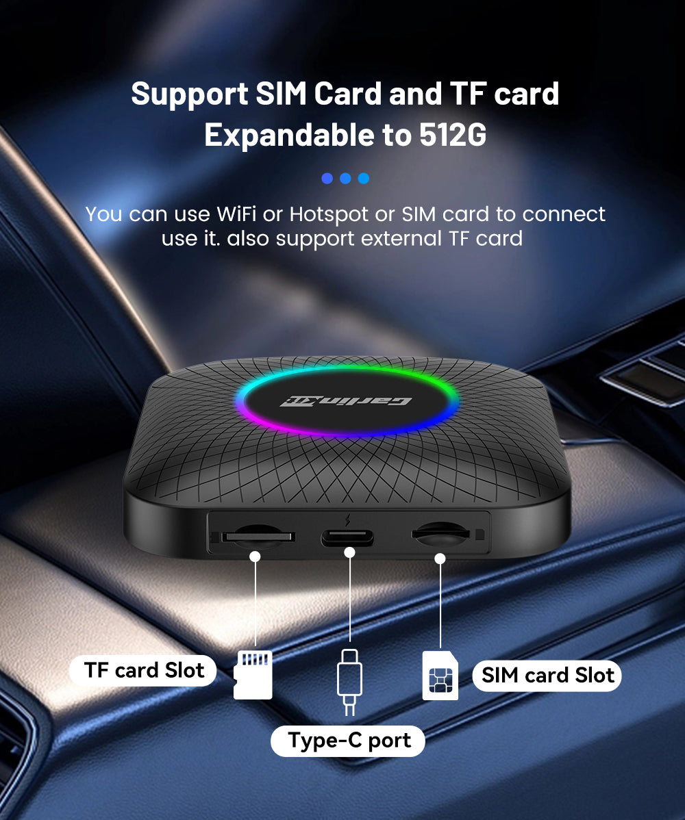 Carlinkit 2023 Android 13 AI Box, Support Netflix/Wireless  Carplay & Wireless Android Auto,4GB+64GB,Snapdragon QCM 6125, pour Les  Voitures avec OEM Wired CarPlay, Support SIM 4G Network. : :  High-Tech
