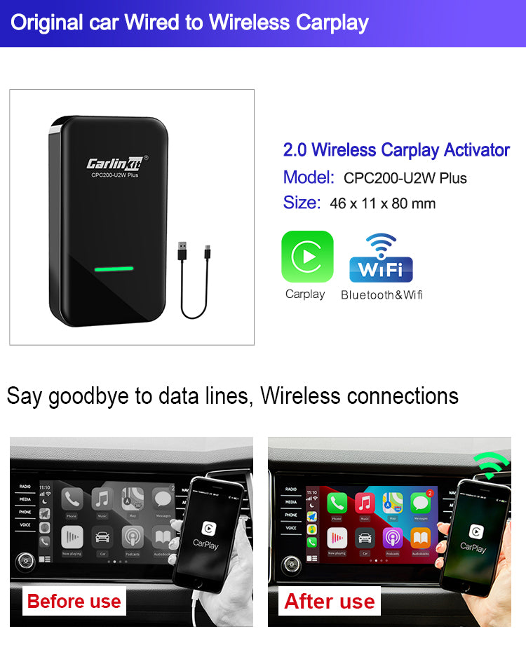  Oxlaw Wireless CarPlay Adapter for iPhone, Wireless