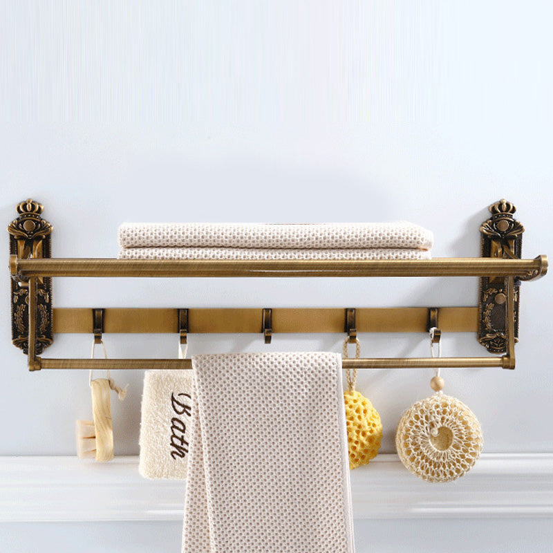 Aluminum Foldable Antique Brass Bath Towel Rack Bathroom Towel Holder
