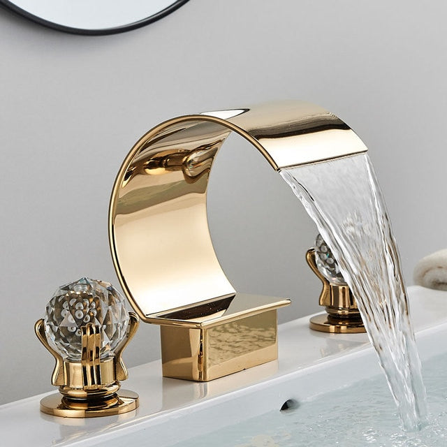 Basin Faucet Water Mixer Faucet Crystal Handle Waterfall Basin Faucet