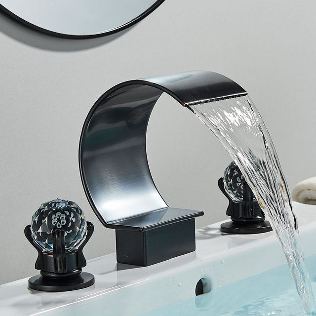 Basin Faucet Water Mixer Faucet Crystal Handle Waterfall Basin Faucet