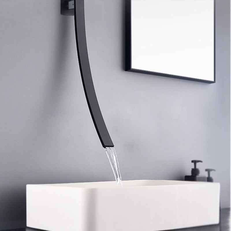 Index Bath Waterfall Spout Wall Mounted Basin Faucet Single Handle Bath Faucet