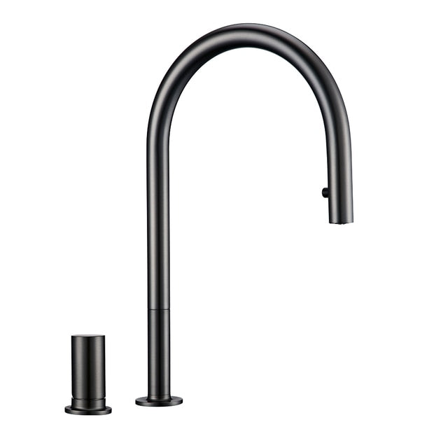 Single Handle Double Hole Kitchen Sink Faucet Pull Down Faucet Sprayer