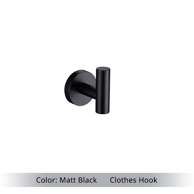 Sleek Stainless Steel and Matte Black Bathroom Accessories Kit