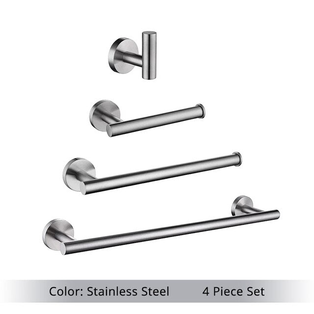 Sleek Stainless Steel and Matte Black Bathroom Accessories Kit