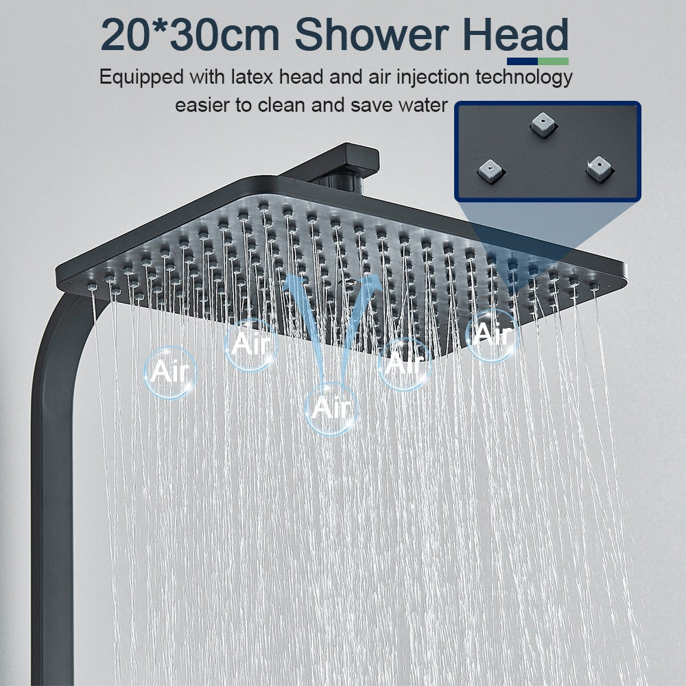 Thermostatic Shower Faucet Set 4 Way Rainfall Bathroom Shower System