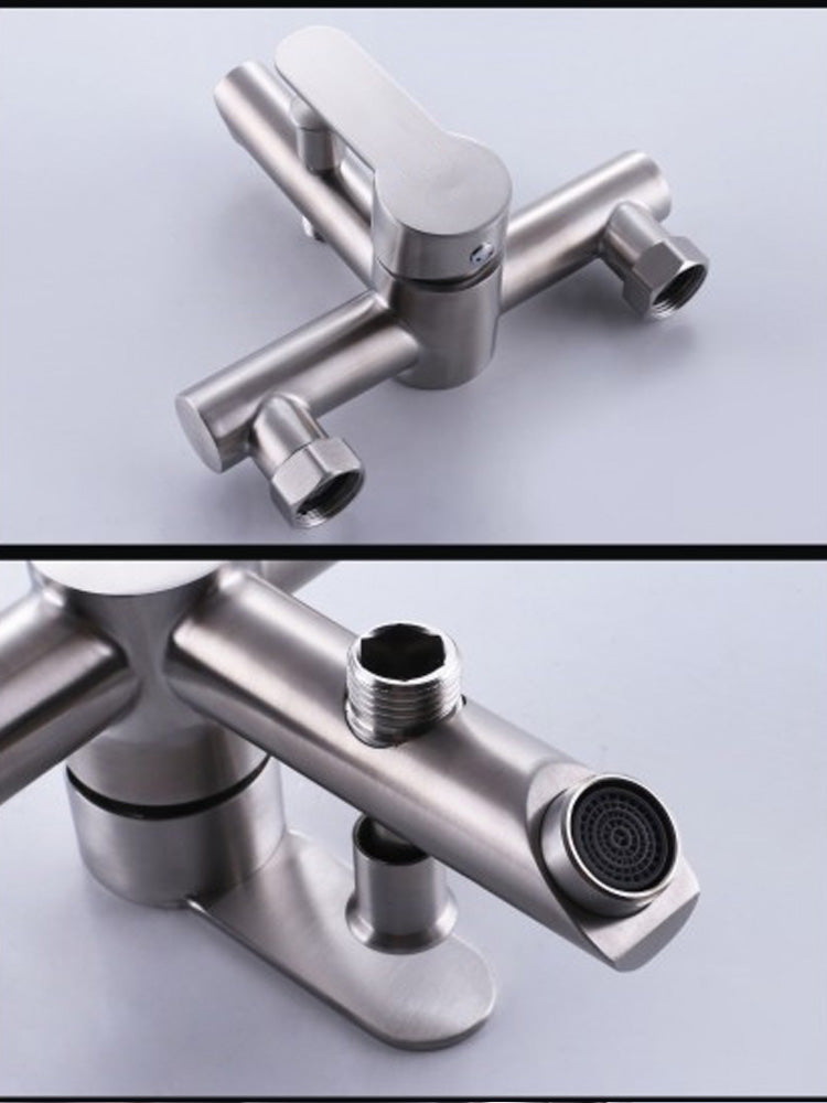 Wall Mount Water Mixer Stainless Steel Triple Valve Nozzle Tap