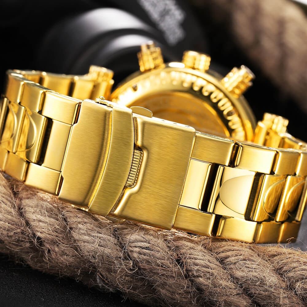 Gold Chronograph Waterproof Military Watch