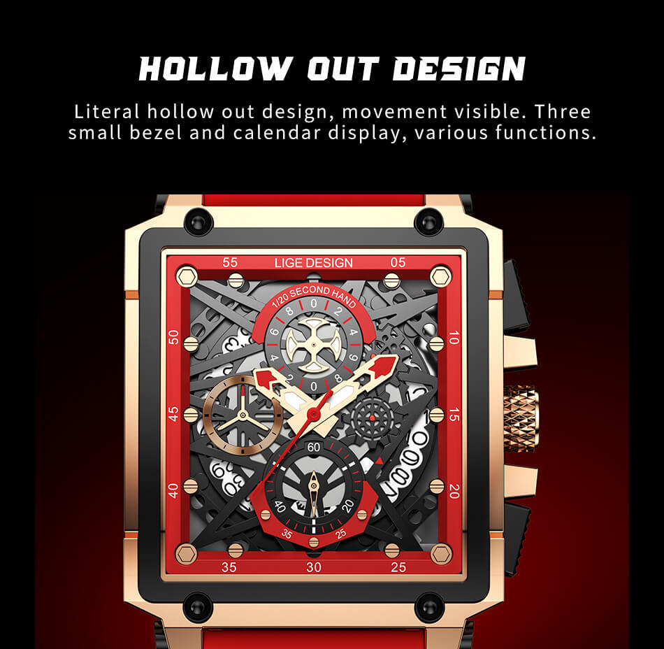 Sport Hollow Quartz Square Watch