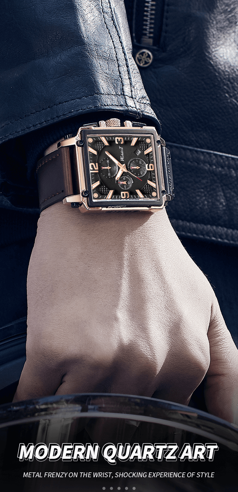 Square Large Dial Quartz Watch
