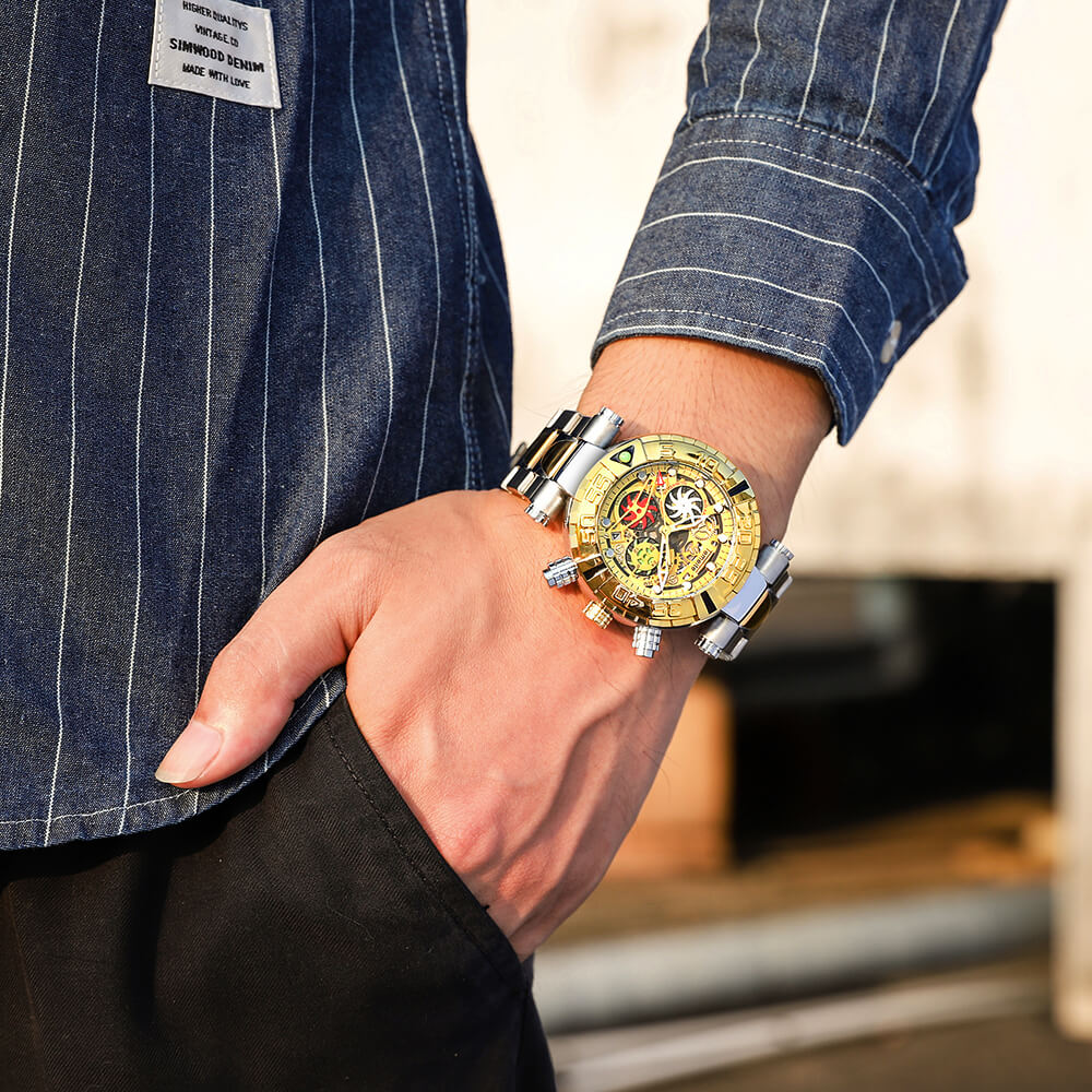 Gold Chronograph Waterproof Military Watch